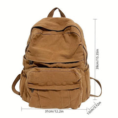 Large Capacity Canvas Backpack Vintage Distressed Shoulder Bag