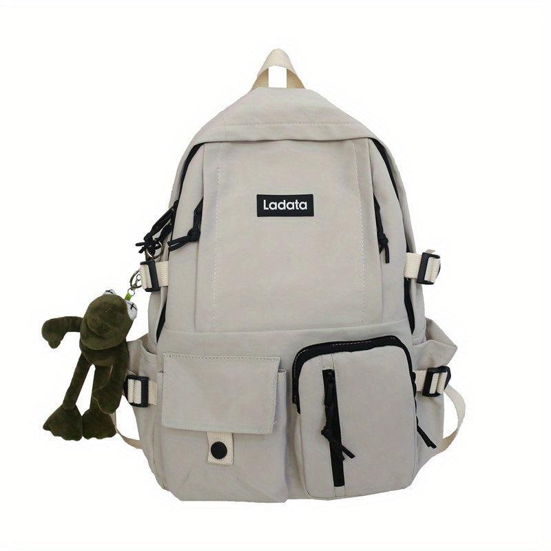 Kids School Backpack with Frog Pendant High School Middle School Backpack