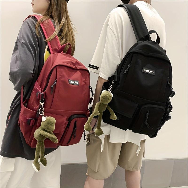 Kids School Backpack with Frog Pendant High School Middle School Backpack