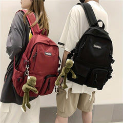 Kids School Backpack with Frog Pendant High School Middle School Backpack