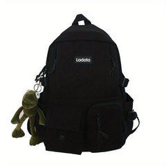 Kids School Backpack with Frog Pendant High School Middle School Backpack