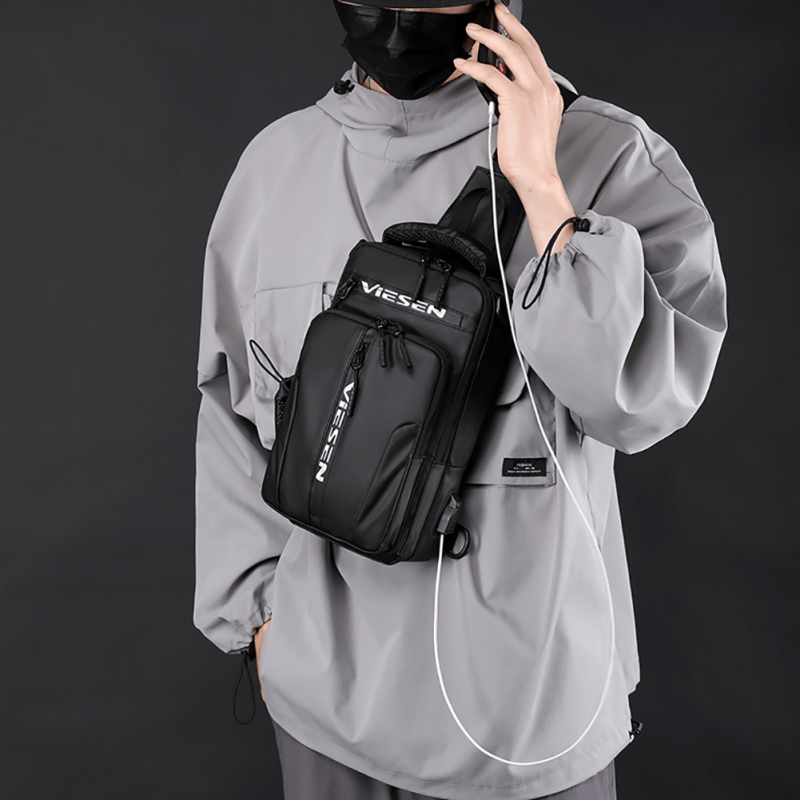 Anti Theft Sling Bagpack Crossbody Backpack USB Charging Chest Bag