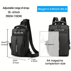 Anti Theft Sling Bagpack Crossbody Backpack USB Charging Chest Bag
