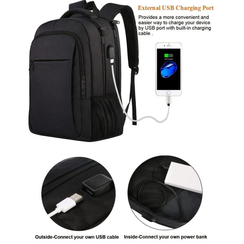 Travel Laptop Backpack with USB Charging Port - Waterproof