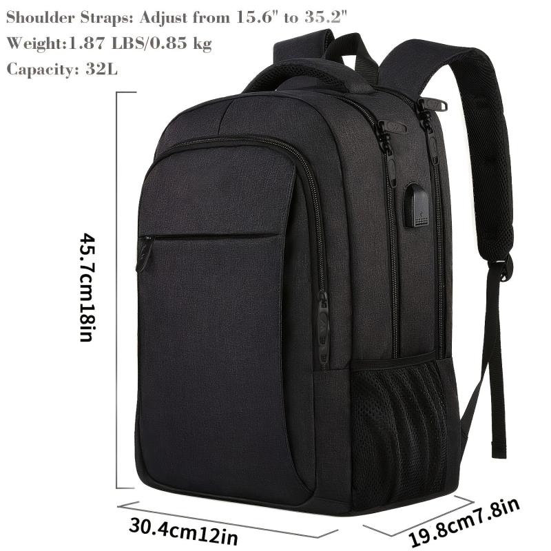 Travel Laptop Backpack with USB Charging Port - Waterproof