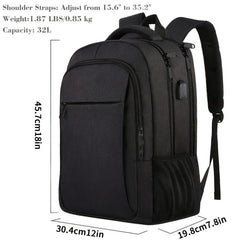 Travel Laptop Backpack with USB Charging Port - Waterproof