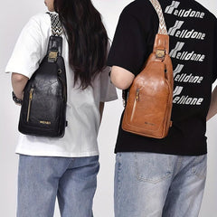 Large Capacity Waterproof PU Leather Chest Bag With Quick Buckle