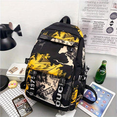 High Capacity Travel Bag Graffiti Pattern Backpack Street Style Schoolbag