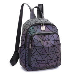 Luminous Geometric Backpack Holographic Reflective Bag