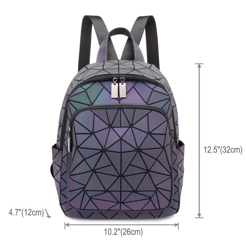 Luminous Geometric Backpack Holographic Reflective Bag
