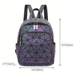 Luminous Geometric Backpack Holographic Reflective Bag