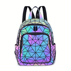 Luminous Geometric Backpack Holographic Reflective Bag