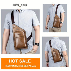Casual PU Leather Shoulder Bag Small Chest Bag Crossbody Bag