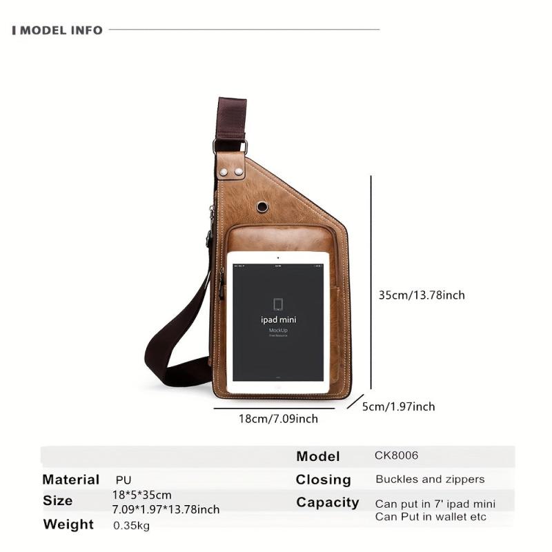 Casual PU Leather Shoulder Bag Small Chest Bag Crossbody Bag