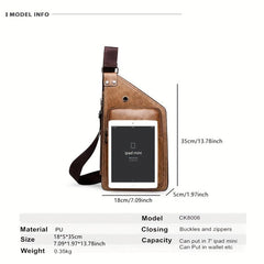 Casual PU Leather Shoulder Bag Small Chest Bag Crossbody Bag