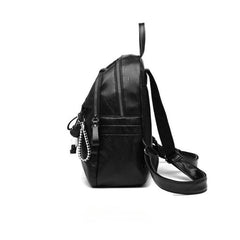 PU Leather Backpack Student Schoolbag Travel Bag Daily Use Versatile Bag