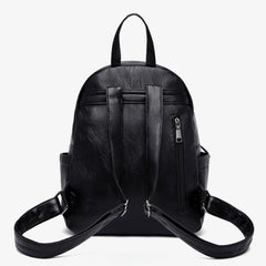 PU Leather Backpack Student Schoolbag Travel Bag Daily Use Versatile Bag