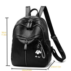PU Leather Backpack Student Schoolbag Travel Bag Daily Use Versatile Bag