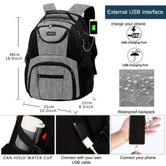 Large Capacity Travel Backpack 43x18 cm Business Laptop USB Charging Port