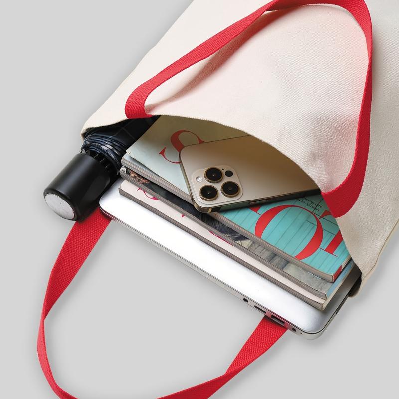Snowman Pattern Canvas Shoulder Bag Eco Friendly Shopping Tote