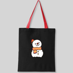 Snowman Pattern Canvas Shoulder Bag Eco Friendly Shopping Tote