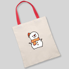 Snowman Pattern Canvas Shoulder Bag Eco Friendly Shopping Tote