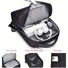 Men's Large Capacity Backpack with USB Charging Port & Luggage Strap