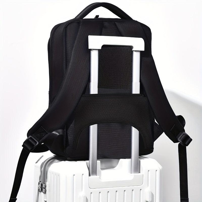 Men's Large Capacity Backpack with USB Charging Port & Luggage Strap