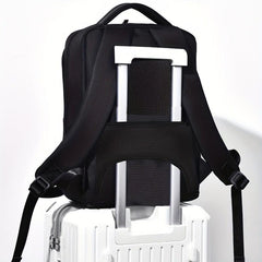 Men's Large Capacity Backpack with USB Charging Port & Luggage Strap
