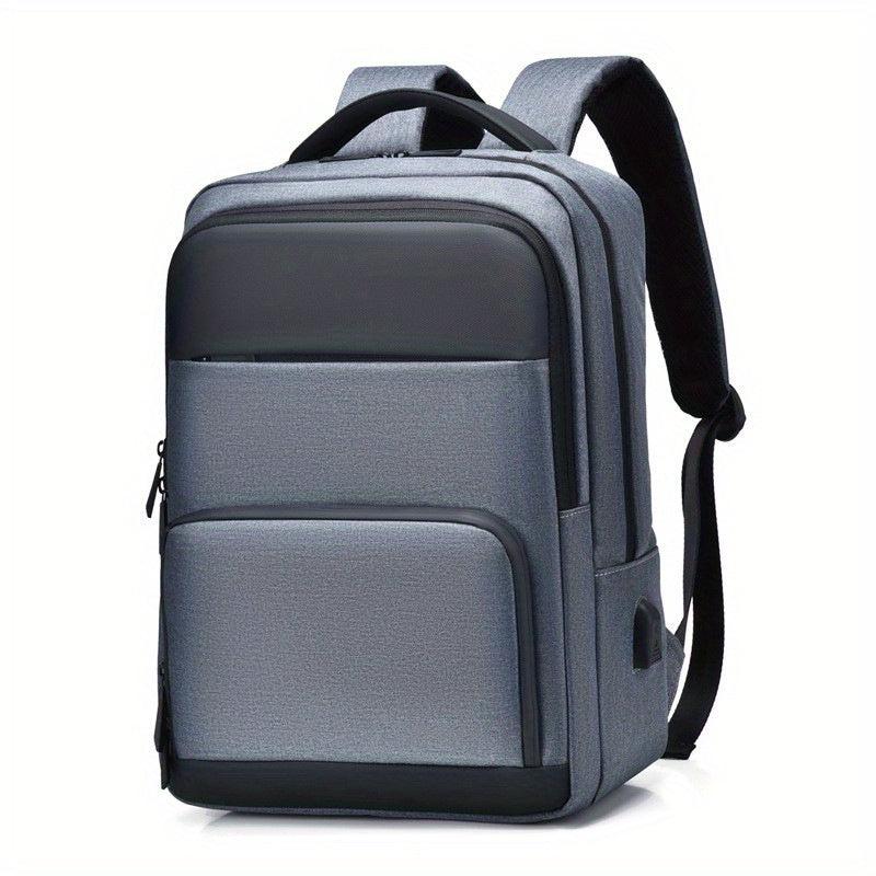 Men's Large Capacity Backpack with USB Charging Port & Luggage Strap