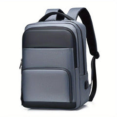 Men's Large Capacity Backpack with USB Charging Port & Luggage Strap
