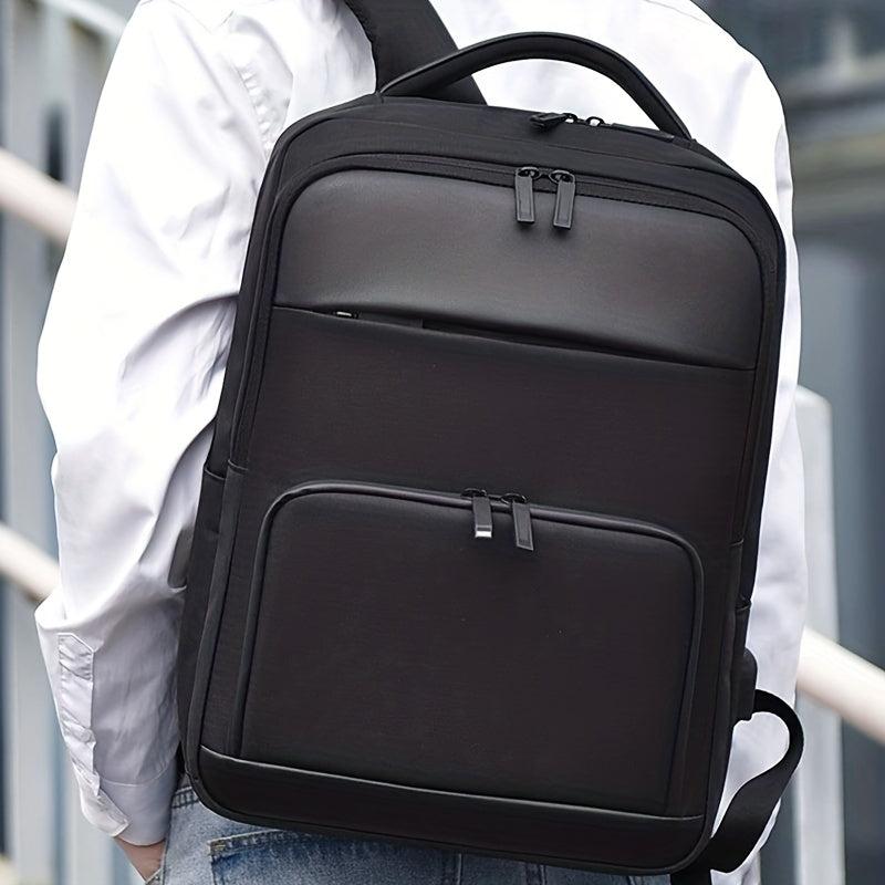 Men's Large Capacity Backpack with USB Charging Port & Luggage Strap