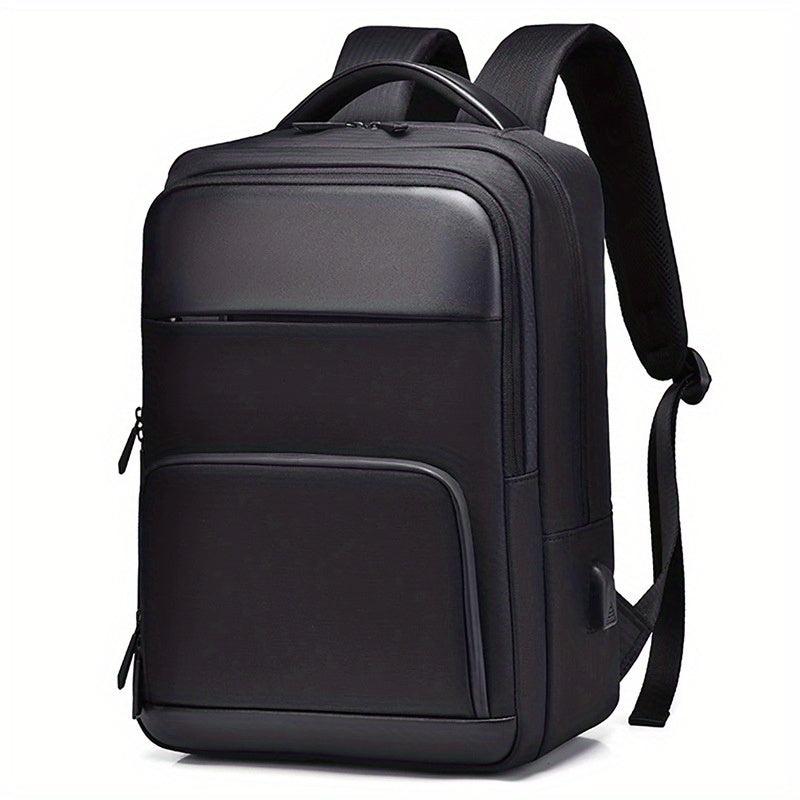 Men's Large Capacity Backpack with USB Charging Port & Luggage Strap