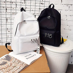 Casual Canvas Backpack Schoolbag Men Women Travel Bag Letter Pattern