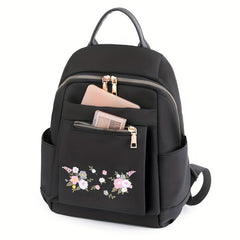 Casual Flower Embroidery Backpack Lightweight Waterproof Oxford Cloth