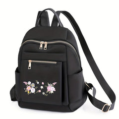 Casual Flower Embroidery Backpack Lightweight Waterproof Oxford Cloth