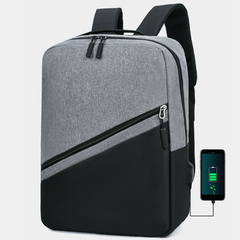 Contrast Backpack With USB Charging Port Large Travel Business Laptop Bag