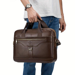 Men's Leather Briefcase Large Capacity Business Handbag