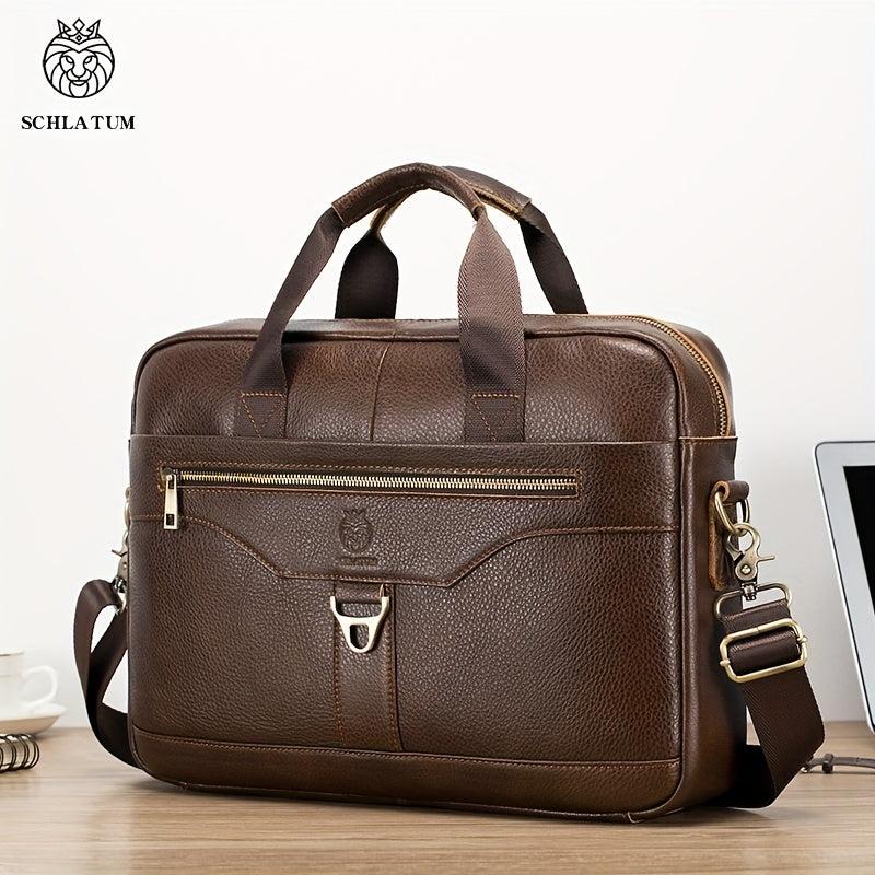 Men's Leather Briefcase Large Capacity Business Handbag