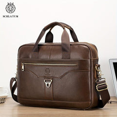 Men's Leather Briefcase Large Capacity Business Handbag