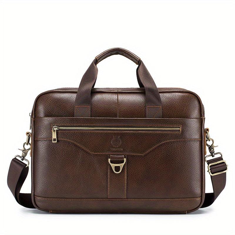 Men's Leather Briefcase Large Capacity Business Handbag