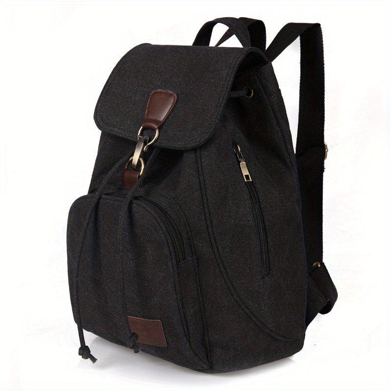 Retro Girls Canvas Backpack Students School Bag Solid Bag