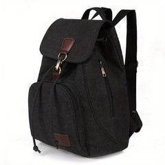 Retro Girls Canvas Backpack Students School Bag Solid Bag
