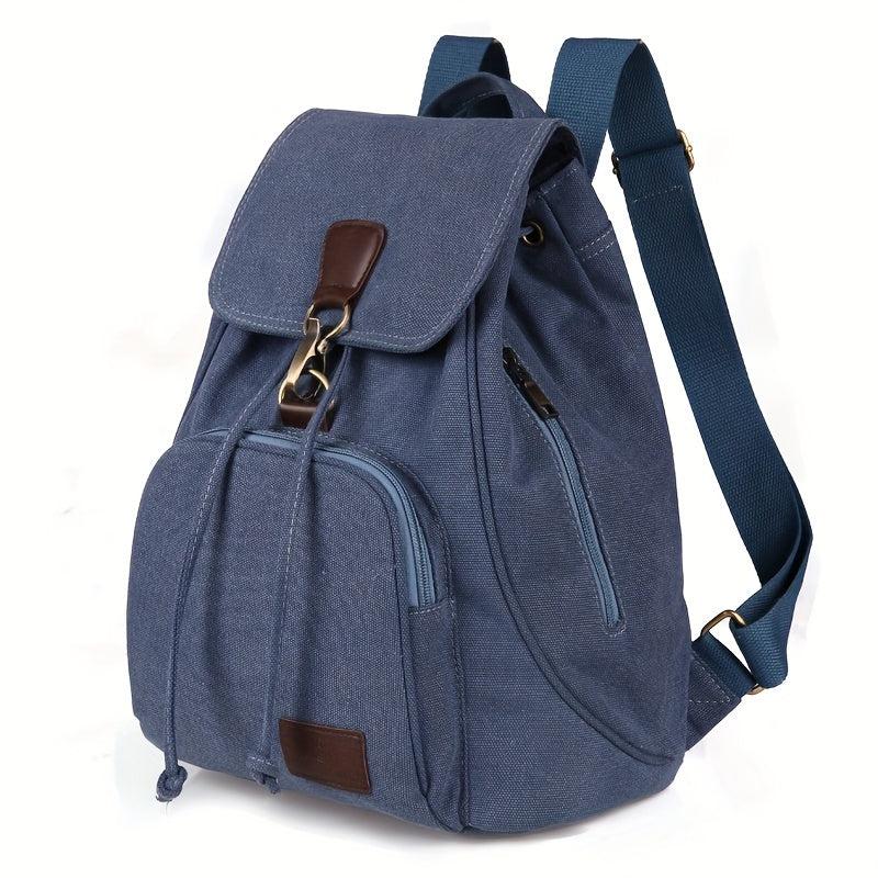 Retro Girls Canvas Backpack Students School Bag Solid Bag