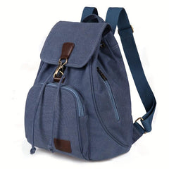 Retro Girls Canvas Backpack Students School Bag Solid Bag