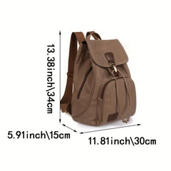 Retro Girls Canvas Backpack Students School Bag Solid Bag