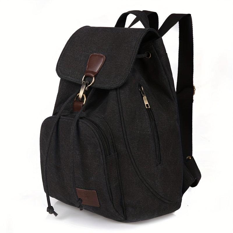 Retro Girls Canvas Backpack Students School Bag Solid Bag