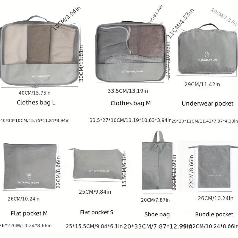 7pcs Travel Storage Bag Clothes Sorting Organizer Luggage Bag