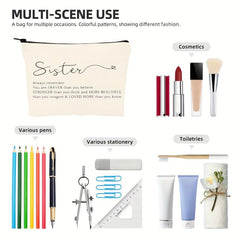 Letter Pattern Cosmetic Bag Beige Stationary Makeup Wash Toiletry Bag