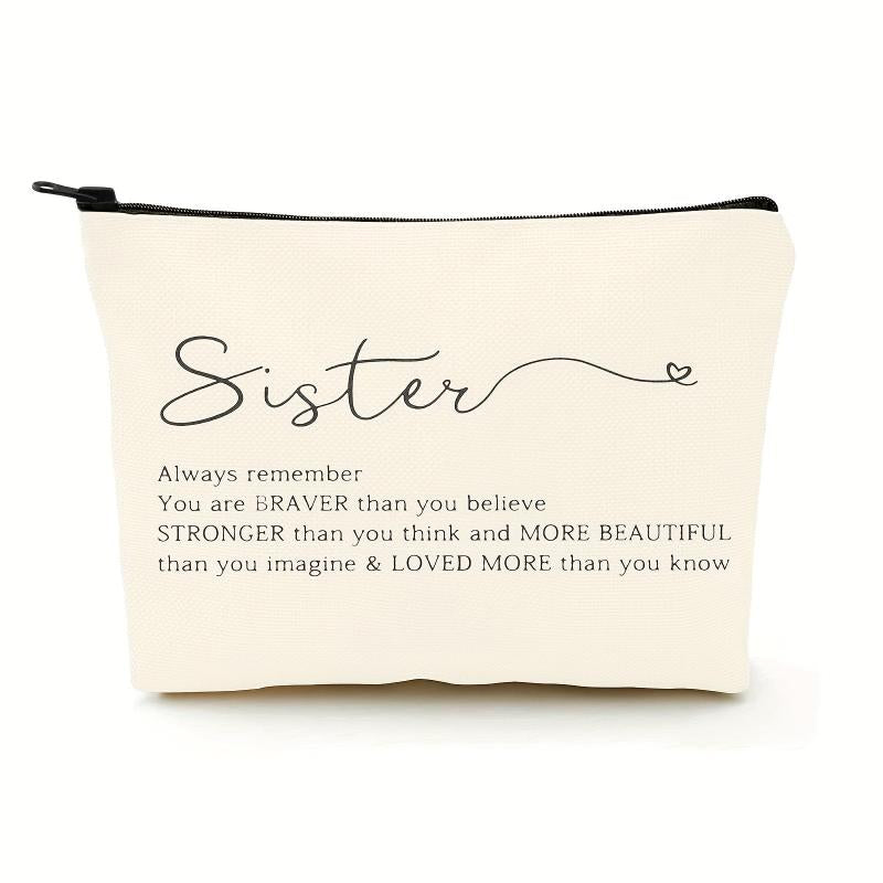 Letter Pattern Cosmetic Bag Beige Stationary Makeup Wash Toiletry Bag